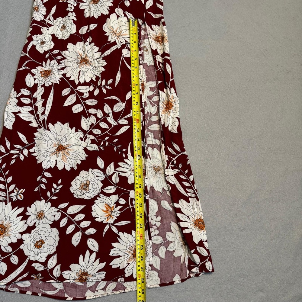 Forever 21 Boho Festival Floral Maxi Dress | XS | Y2K Burgundy White - Picture 4 of 8